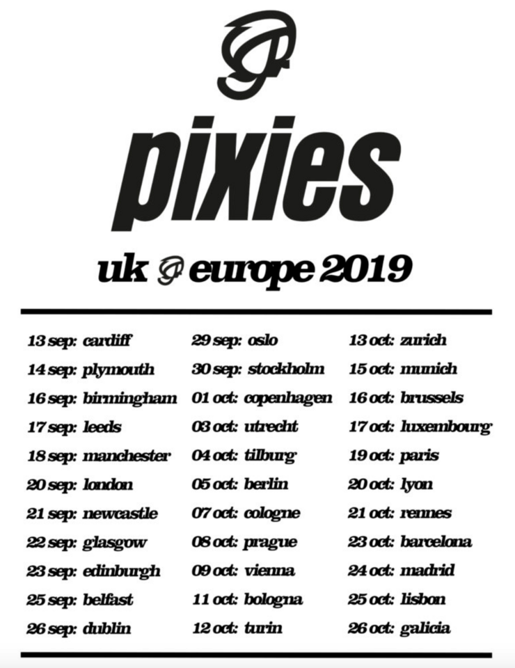 Cartel oficial da xira dos Pixies.