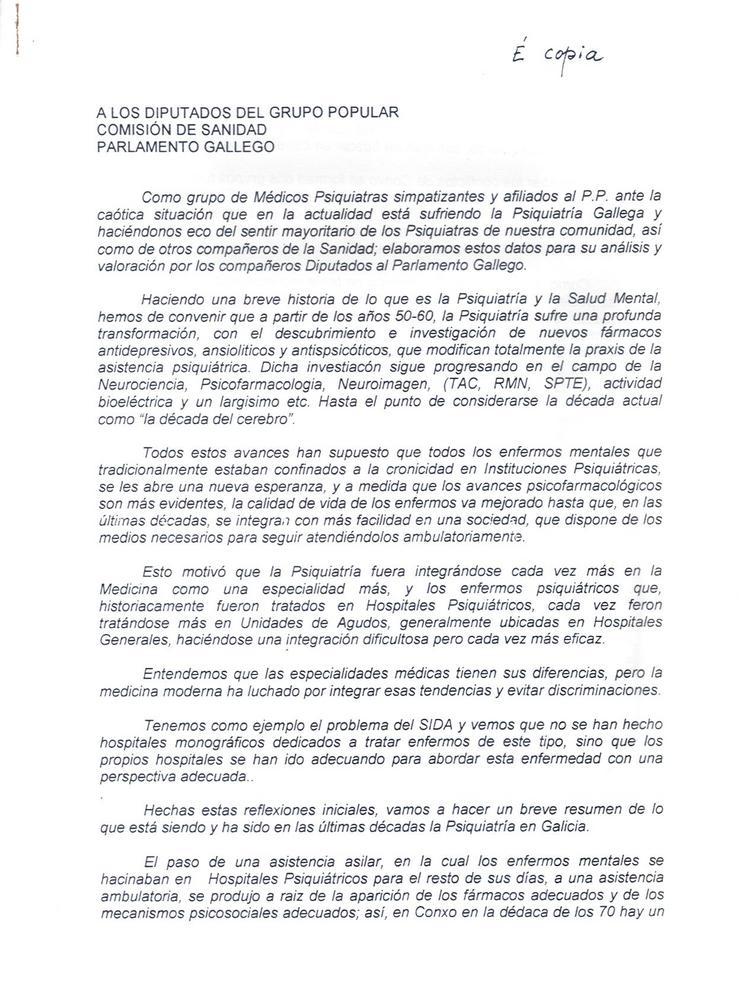 Documento anónimo asinado por psiquiatras próximos ao PP, anos 90