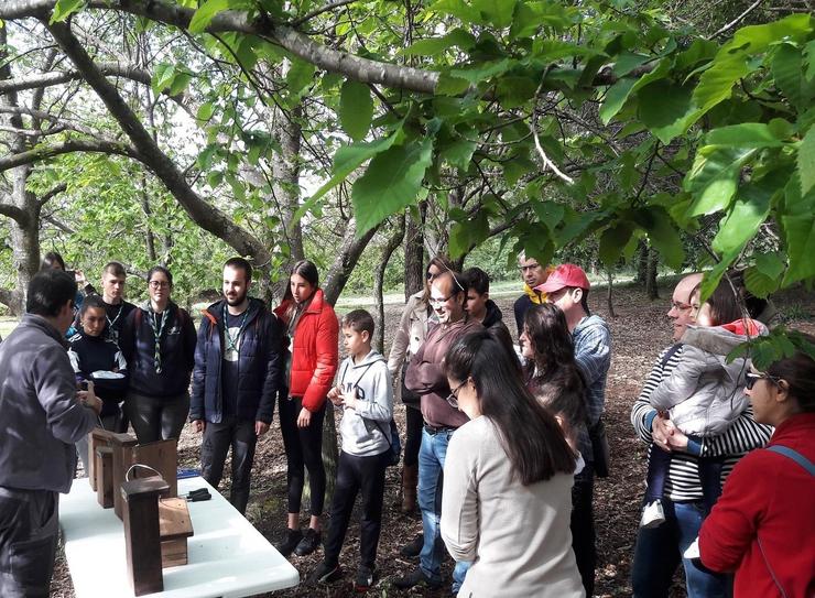 Unha trintena de voluntarios de Abanca constrúen refuxios de fauna na contorna do Monte Pedroso de Santiago. ABANCA / Europa Press