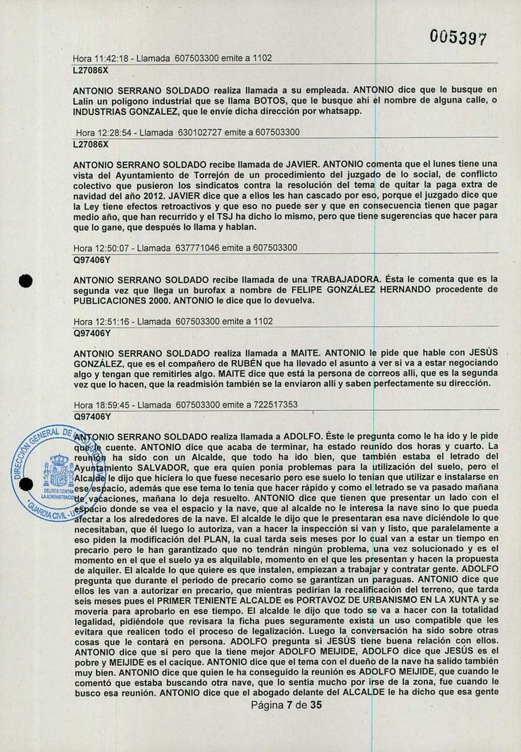 Conversas da Operación Púnica na que se menciona ao ex alcalde do Concello de Lalín