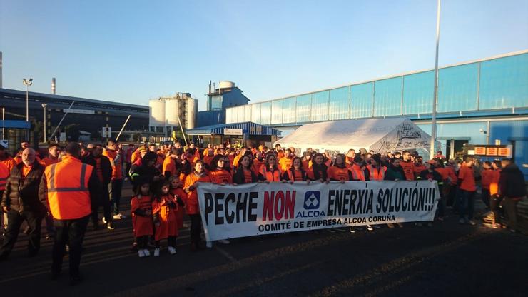 Protesta de traballadores de Alcoa da Coruña. CEDIDA - Arquivo