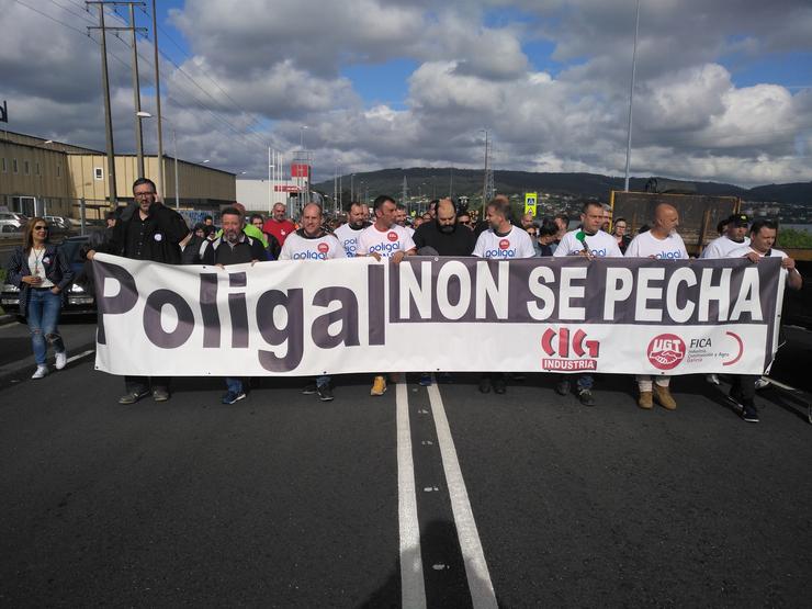 Protesta contra o peche da planta de Poligal en Narón.