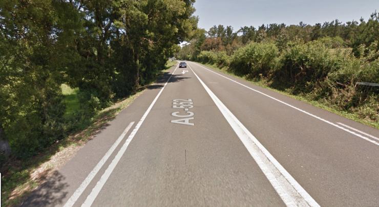 Tramo da AC-552 á altura de Berdeogas, en Dumbría / Google Maps