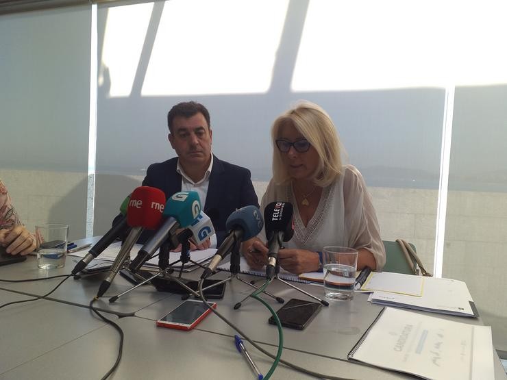 O conselleiro de Cultura e Turismo, Román Rodríguez, e a delegada da Xunta en Vigo, Corina Porro,  nunha rolda de prensa no Museo do Mar.. PAULA XUSTO-EUROPA PRESS / Europa Press
