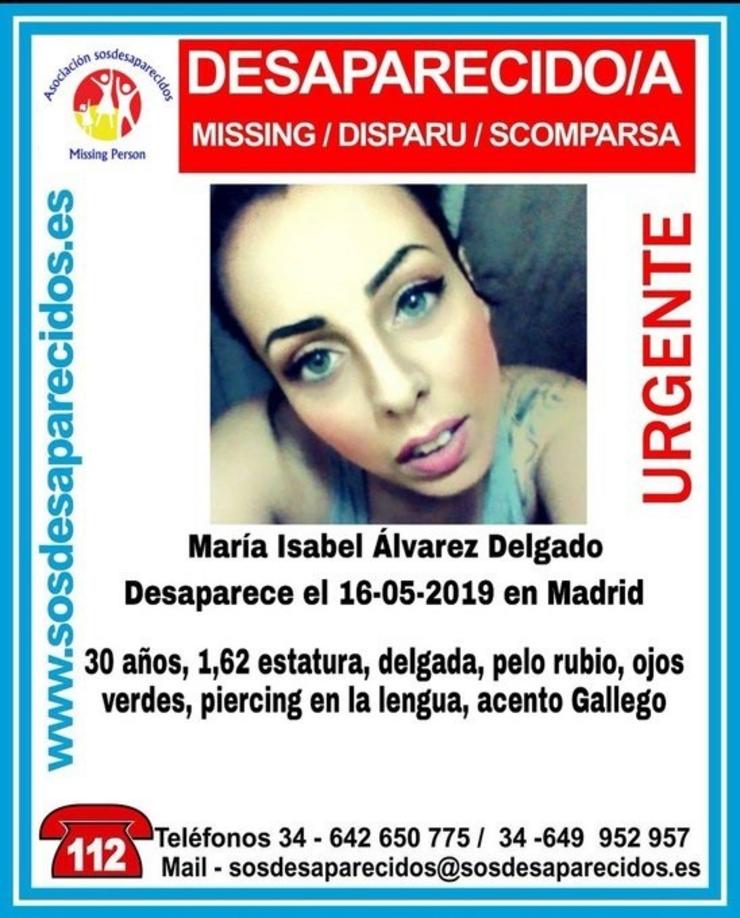 Buscan a unha muller desaparecida en Madrid desde o pasado 16 de maio. SOSDESAPARECIDOS 