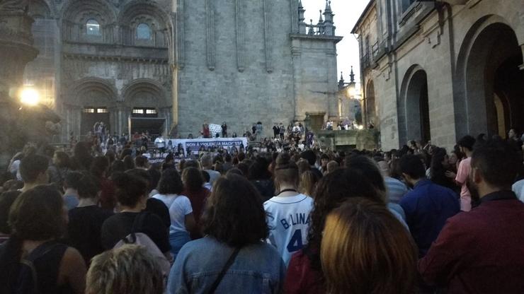 Protesta en Compostela polo triplo asasinato de Valga. CEDIDA 