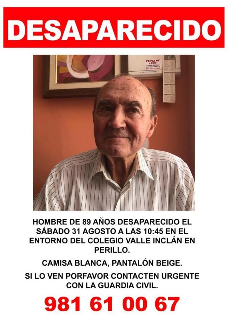 Home de 89 anos desaparecido en Oleiros. CEDIDA
