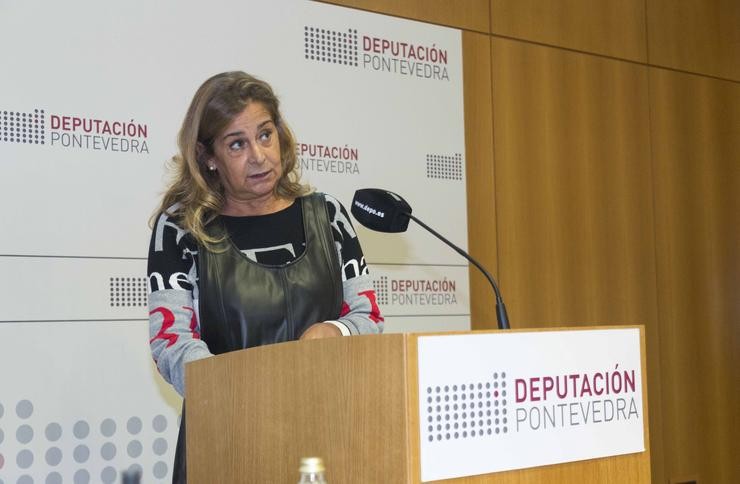 A presidenta da Deputación de Pontevedra, Carmela Silva, en rolda de prensa.. DEPUTACIÓN DE PONTEVEDRA 
