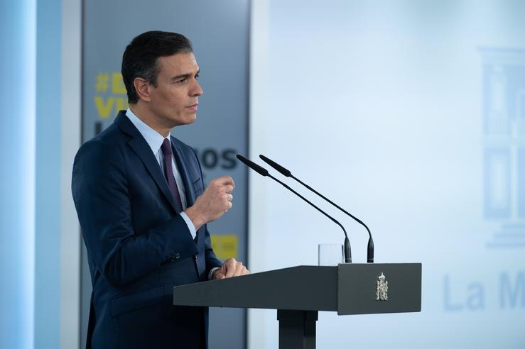 Pedro Sánchez en rolda de prensa.. POOL