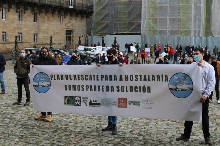 Manifestación do sector da hostalaría en Santiago a 28 de outubro 2020/GC