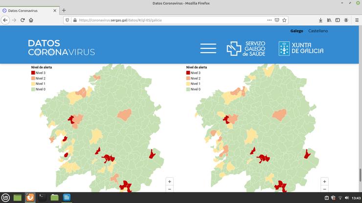 Mapa parcial dos datos de coronavirus por concellos / xunta.gal