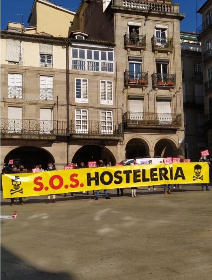 Protesta de hostaleiros en Ourense.