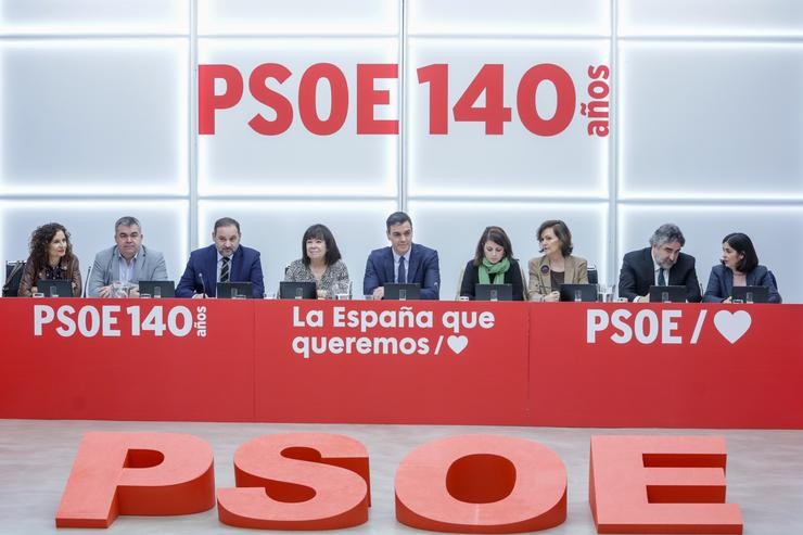 Pedro Sánchez, á fronte da executiva do PSOE. Ricardo Rubio - Europa Press - Arquivo / Europa Press