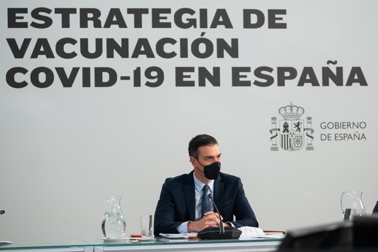 O presidente do Goberno de España, Pedro Sánchez, presenta a Estratexia de Vacinación contra a covid-19 / Moncloa.