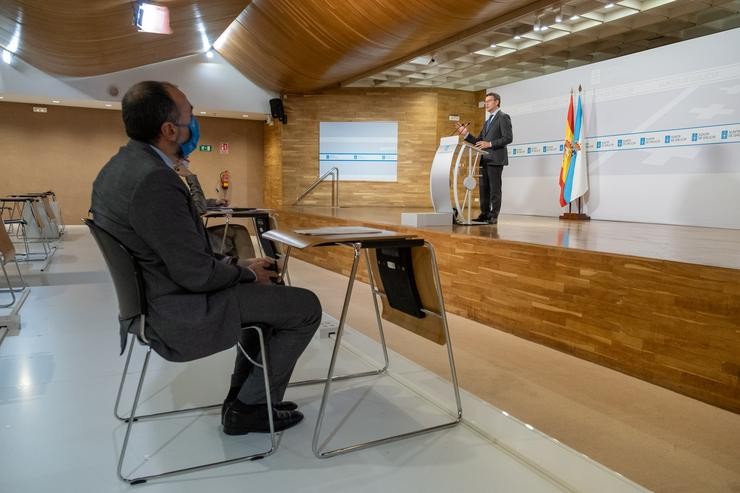 Rolda de prensa do presidente da Xunta, Alberto Núñez Feijóo.. DAVID CABEZÓN @ XUNTA DE GALICIA 