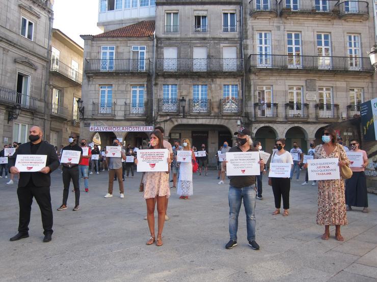 Hostaleiros concéntranse en Vigo para reclamar medidas de apoio ao sector. EUROPA PRESS - Arquivo 