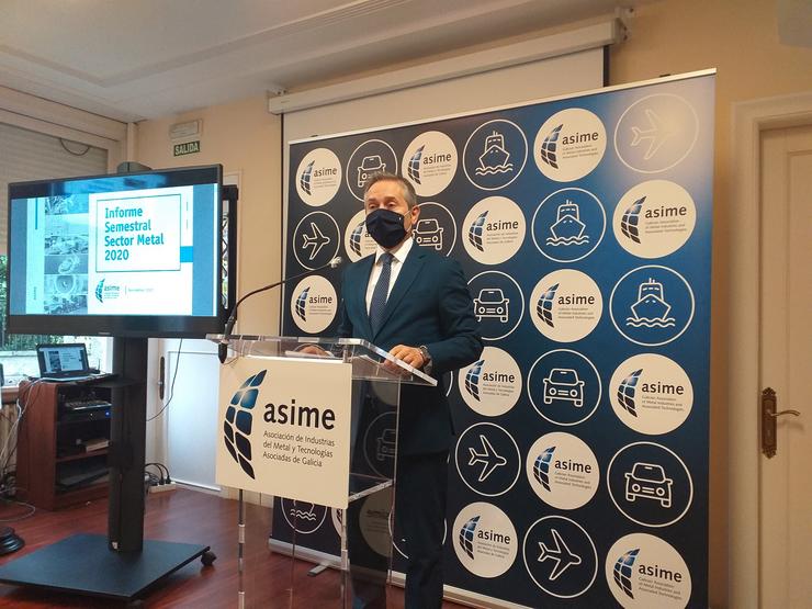 Enrique Mallón, secretario xeral de Asime, na presentación dos datos do Metal galego no primeiro semestre de 2020. / Europa Press