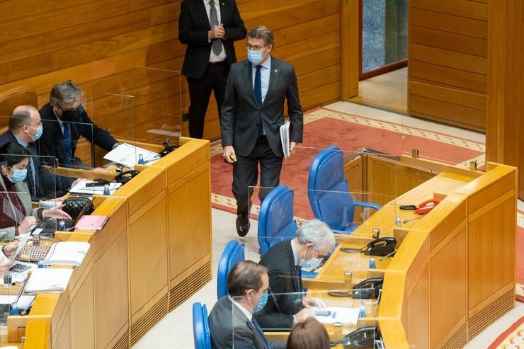 O presidente da Xunta, Alberto Núñez Feijóo, no Parlamento.. Xunta de Galicia