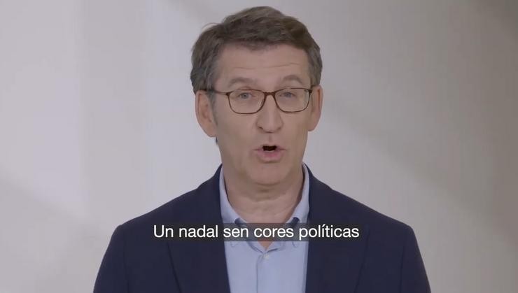 Captura do vídeo do PPdeG no que Alberto Núñez Feijóo e outras personalidades políticas felicitan o Nadal.. PPDEG