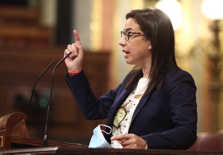 A deputada do PP Ana Belén Vázquez Blanco, intervén durante unha sesión plenaria no Congreso dos Deputados, en Madrid 