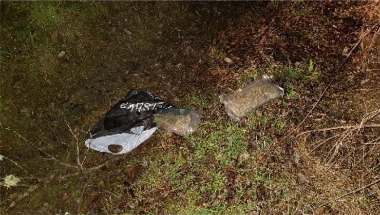 Marihuana intervida a dúas persoas detidas tras arroxala polo portelo dun vehículo e fuxir da Garda Civil nun monte de Oímbra (Ourense).. GARDA CIVIL / Europa Press