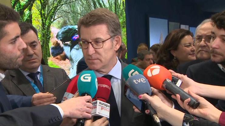 O presidente da Xunta de Galicia, Alberto Nuñez Feijóo, durante a súa visita en Fitur. 