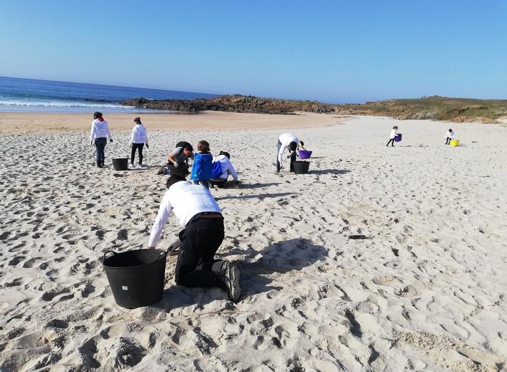 Programa de voluntariado ambiental de Abanca na praia de Doniños.. ABANCA / Europa Press