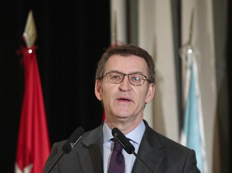 O presidente da Xunta de Galicia, Alberto Núñez Feijoo, intervén no Almorzo informativo de Nova Economía Forum celebrado en Madrid/Eduardo Parra - Europa Press