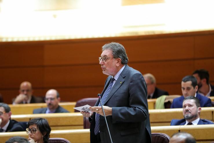 O senador de JxCat Josep Lluís Cleries i González durante a primeira sesión de control ao Goberno de coalición PSOE e Unidas Podemos da XIV Lexislatura no Senado, en Madrid (España), a 11 de febreiro de 2020.. Jesús Hellín - Europa Press 