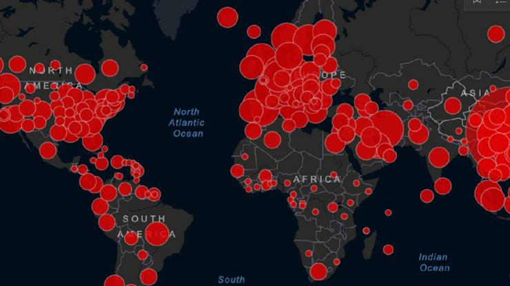 Mapa dos casos do coronavirus a nivel mundial 