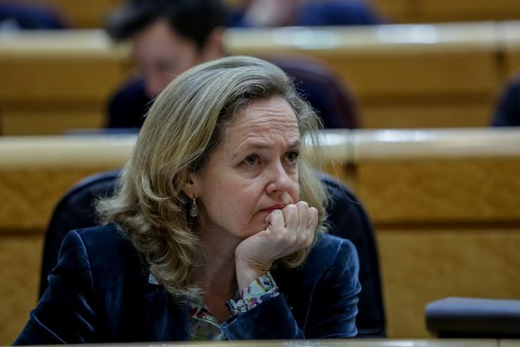 A vicepresidenta terceira e ministra de Asuntos Económicos e Transformación Dixital, Nadia Calviño, durante a sesión de control ao Goberno no Senado, en Madrid (España) a 3 de marzo de 2020.. Ricardo Rubio - Europa Press