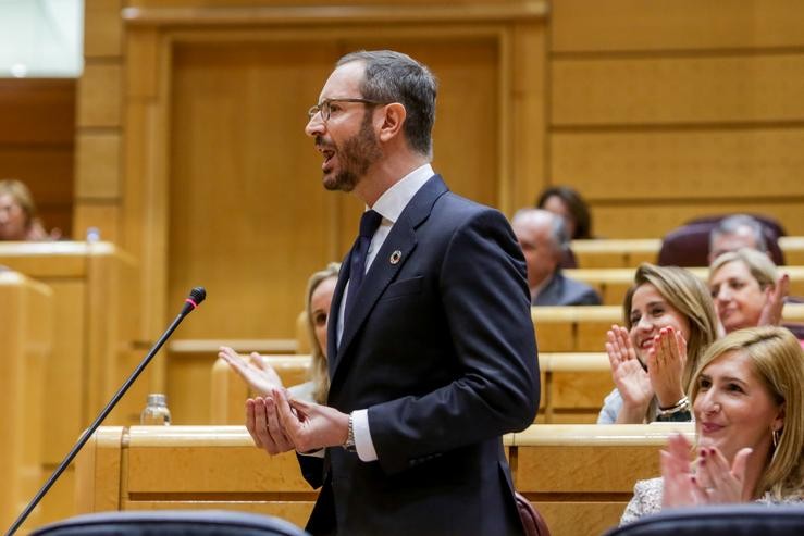 O portavoz do PP no Senado, Javier Maroto, durante a sesión de control ao Goberno no Senado en Madrid o 25 de febreiro de 2020. Ricardo Rubio - Europa Press 