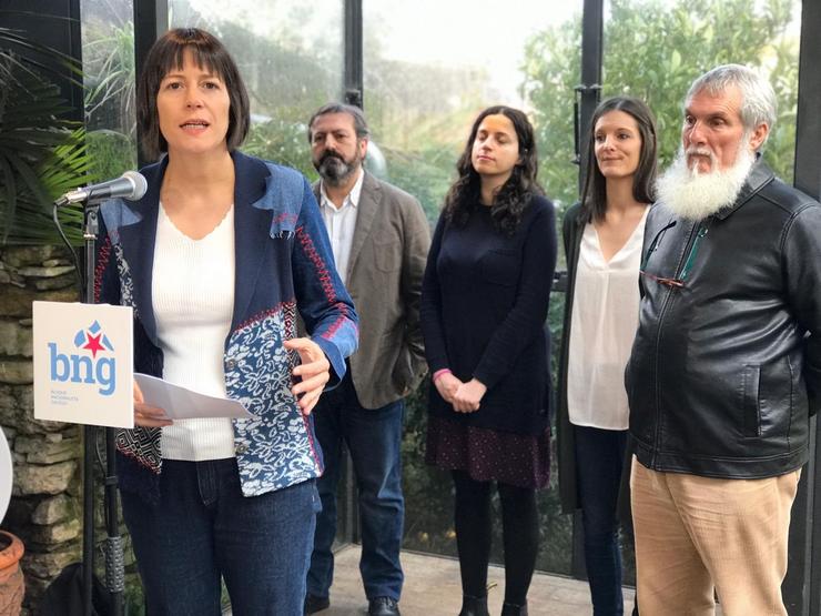 Ana Pontón, candidata do BNG á Presidencia da Xunta e portavoz nacional nun acto de presentación da cabeza de lista ás eleccións autonómicas 