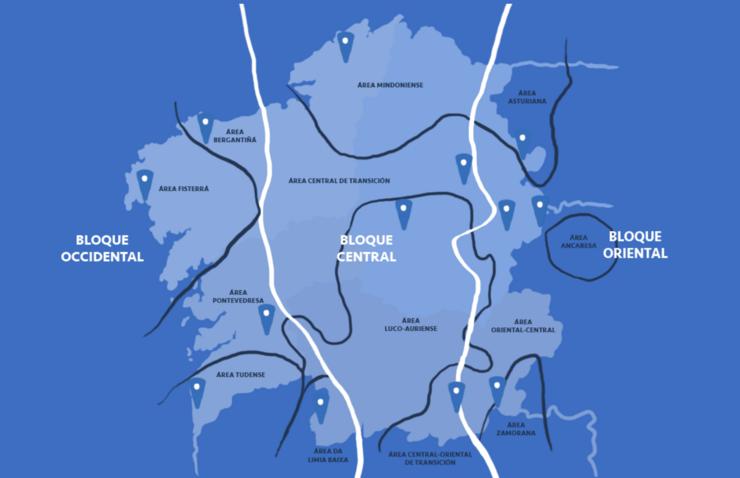 Mapa das áreas dialectais en Entrelinguas / entrelinguas.gal