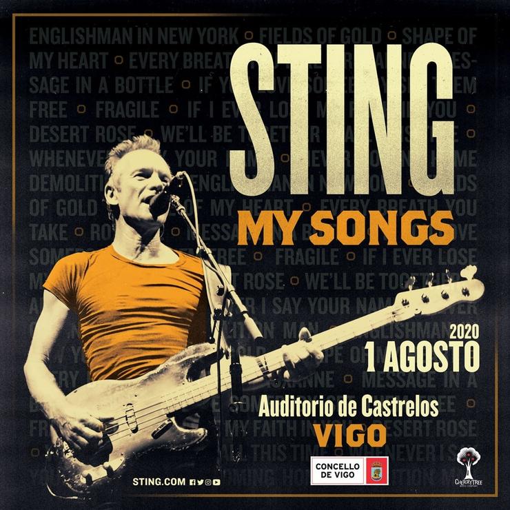 Cartel do concerto de Sting suspendido en 2020 pola pandemia / Concello de Vigo.