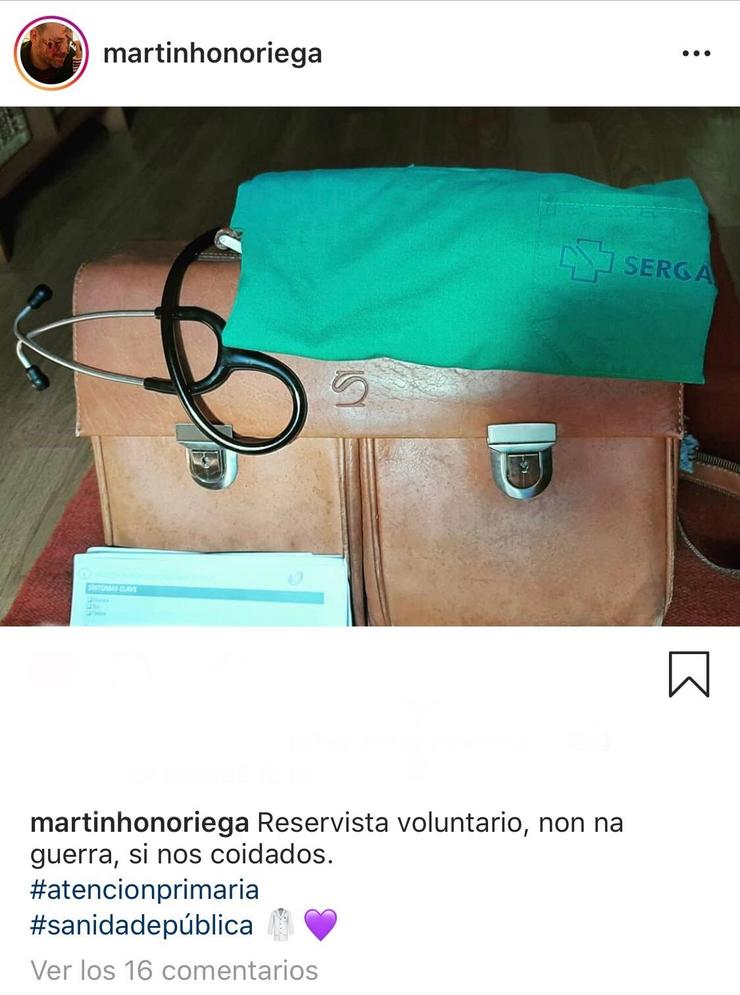 O exalcalde de Santiago de Compostela, Martiño Noriega, incorpórase á súa profesión de médico na crise do coronavirus. INSTRAGRAM MARTIÑO NORIEGA 