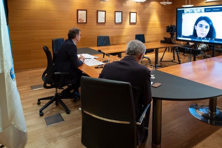 Feijóo e Conde participan nun webinario sobre dixitalización de pemes e comercio en liña. Xunta de Galicia 