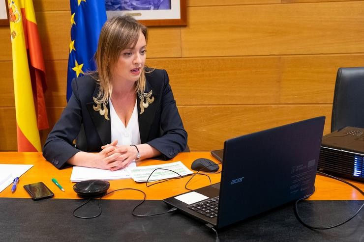 A conselleira de Política Social participa nunha videoconferencia. Foto de arquivo.. Xunta de Galicia 