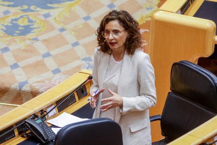 A ministra de Facenda e portavoz do Goberno, María Jesús Montero, durante a Sesión de Control ao Goberno no Senado. Ricardo Rubio - Europa Press / Europa Press