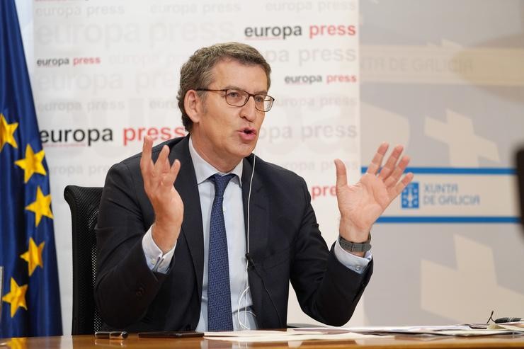 O presidente da Xunta de Galicia, Alberto Núñez Feijóo, participa nun dos Encontros Dixitais de Europa Press, en Santiago de Compostela, A Coruña, Galicia (España), a 15 de xuño de 2020.. Álvaro Ballesteros - Europa Press