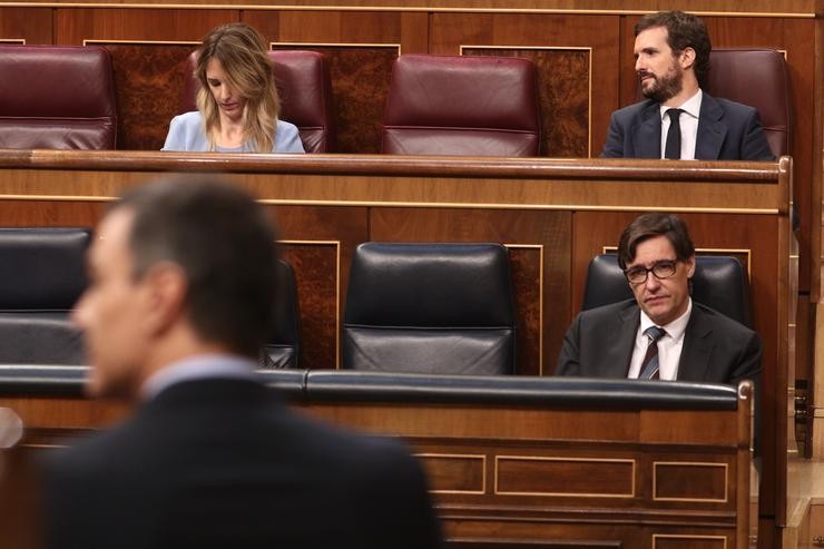 O presidente do Goberno, Pedro Sánchez, durante a súa intervención no Pleno do Congreso dos Deputados  En Madrid, (España), a 10 de xuño de 2020.. EUROPA PRESS
