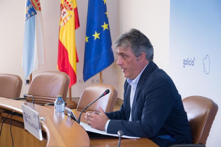 O portavoz parlamentario do PPdeG, Pedro Puy, durante unha rolda de prensa celebrada na Cámara galega. PPDEG - Arquivo 