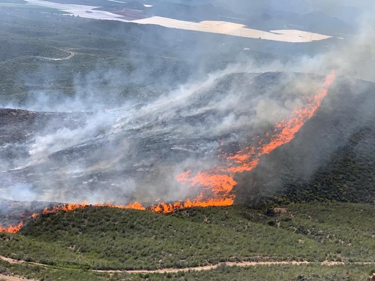 Incendio forestal en Cuevas del Almanzora (Almería). BOMBEIROS DO LEVANTE - Arquivo