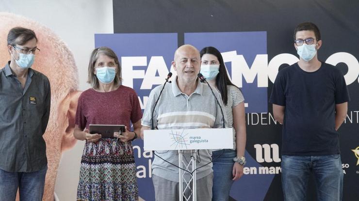 O Que Foi Candidato De Marea Galeguista Á Presidencia Da Xunta, Pancho Casal, Durante A Rolda de prensa. MAREA GALEGUISTA 