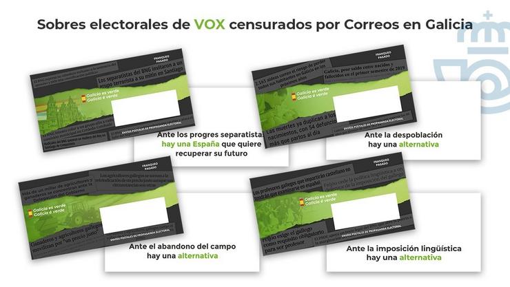 Sobres de Vox. VOX / Europa Press