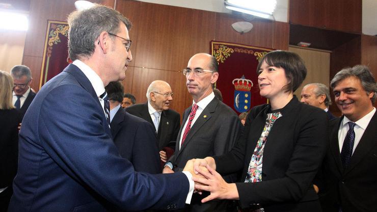 Ana Pontón e Feijóo nun acto na Cámara galega 