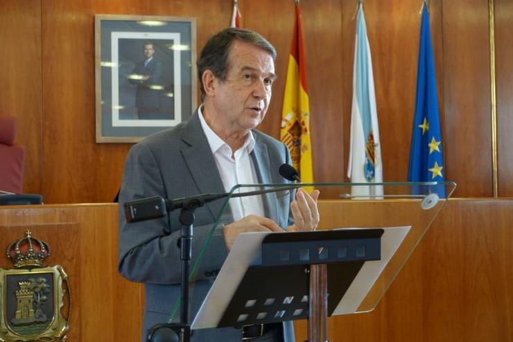 O alcalde de Vigo, Abel Caballero, na rolda de prensa deste martes. CONCELLO DE VIGO