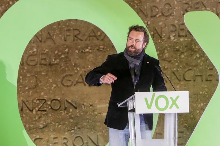 O portavoz de Vox no Congreso dos Deputados, Iván Espinosa de los Monteros intervén nun mitin do partido de Vox, na Praza de Colón, en Madrid (España), a 8 de novembro de 2019.. Ricardo Rubio - Europa Press - Arquivo 