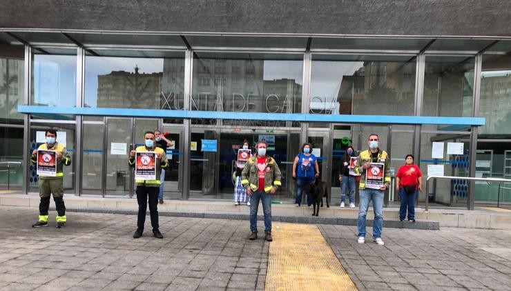 Protesta de traballadores de técnicos forestais na Coruña. CIG 