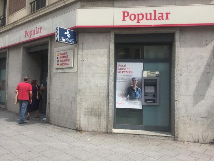 Banco Popular, sucursal bancaria. EUROPA PRESS - Arquivo